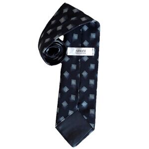 Armani Collezioni Blue Geometric Silk Mens Neck Tie W: 3 1/2'' x L: 55" Italy